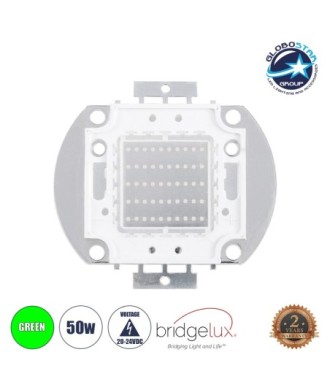 GloboStar® 73771 Υψηλής Ισχύος LED COB BRIDGELUX 50W 2500lm DC 20-24V - Μ5.6 x Π5.2 x Υ0.6cm - Πράσινο - 2 Χρόνια Εγγύηση